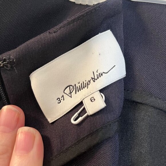 3.1 Phillip Lim‎ High Waist Crop Wool Black Trousers Tuxedo Stripe Back Zip 6 - Picture 8 of 10